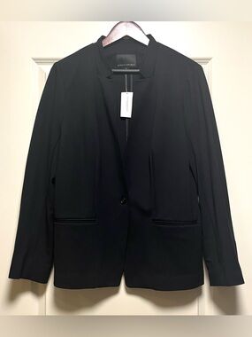 NWT Banana Republic Long and Lean Fit Inverted Collar Ponte Blazer Chic Black 14